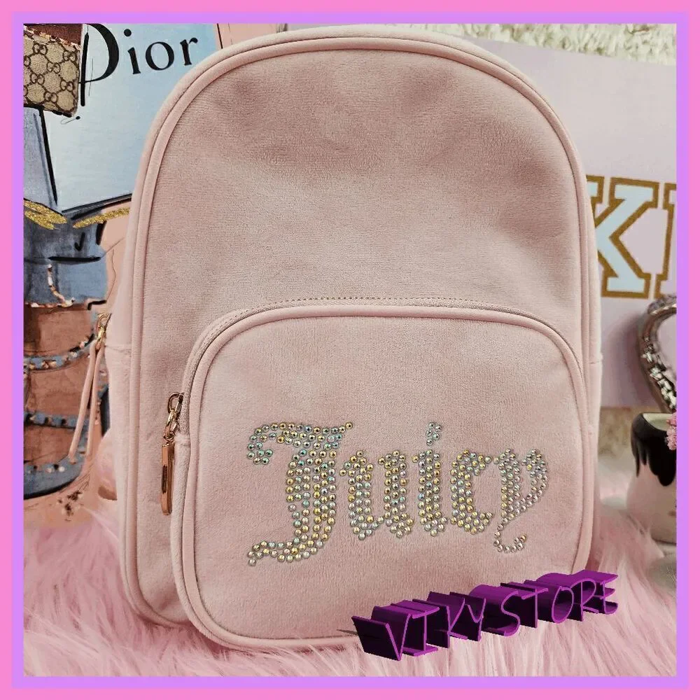 NWT 💕 Juicy Couture Velvet Backpack Rhinestones Glamorous & Chic #7086 💕